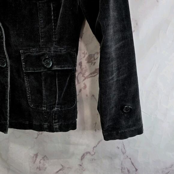Vintage Y2K Jacket Womens Medium Black Corduroy Coat Plugg 90s - Picture 4 of 10